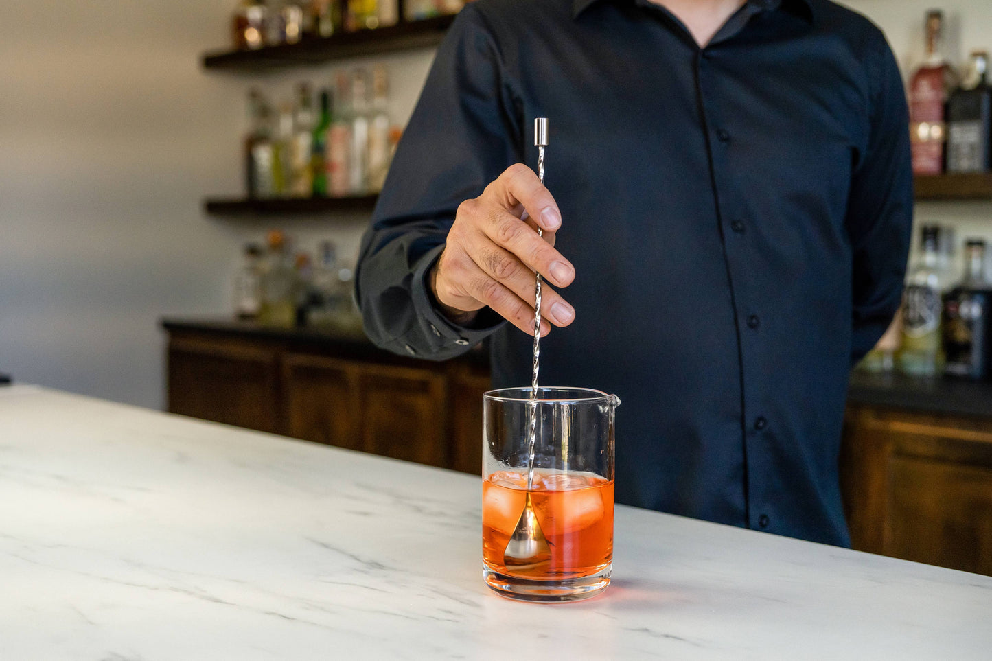 A Bar Above Cocktail Mixing Beaker