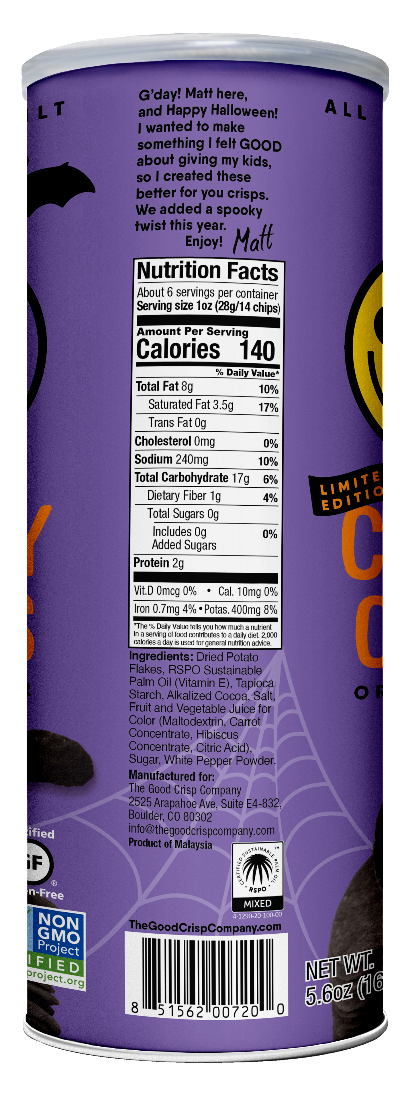 Good Crisp Company 'Halloween Creepy Crisps' Potato Chips, Colorado
