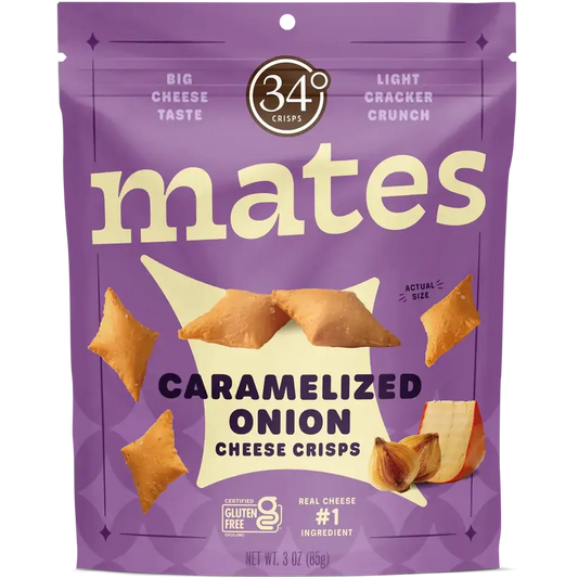 34 Degree 'Mates' Caramelized Onion Gluten Free Cheese Crisps, Colorado