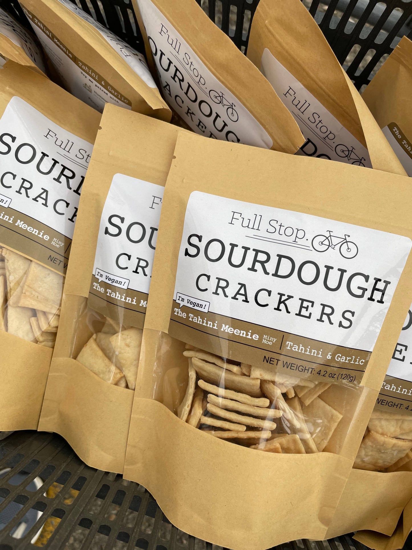 Full Stop Bakery Tahini & Garlic Vegan Sourdough Crackers, Colorado