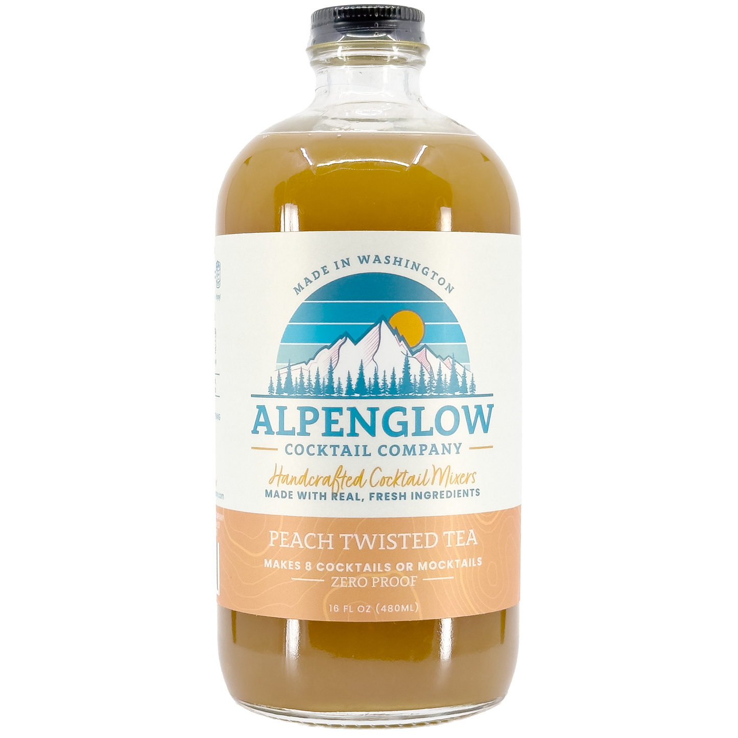Alpenglow Cocktail Company Peach Twisted Tea Syrup, Washington