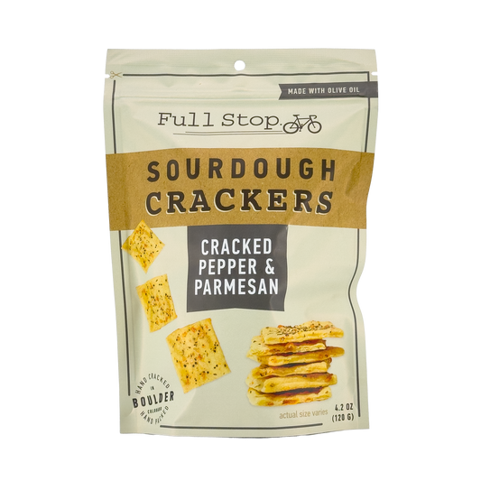 Full Stop Bakery Cracked Pepper & Parmesan Sourdough Crackers, Colorado