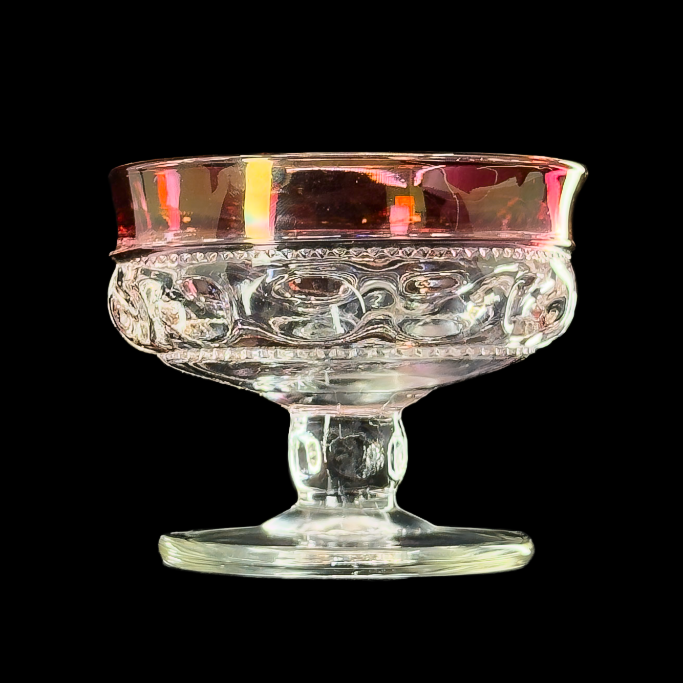 King's Crown Ruby Flashed Top Only Champagne/Sherbert Coupes by Tiffin-Franciscan
