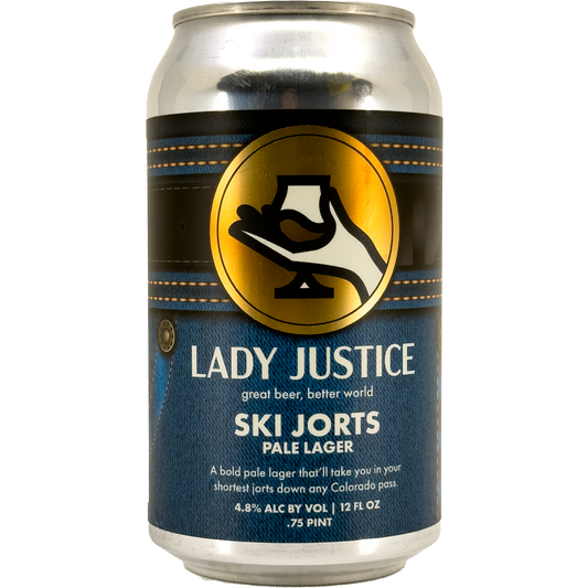 Lady Justice Ski Jorts Pale Lager Beer, Colorado, USA