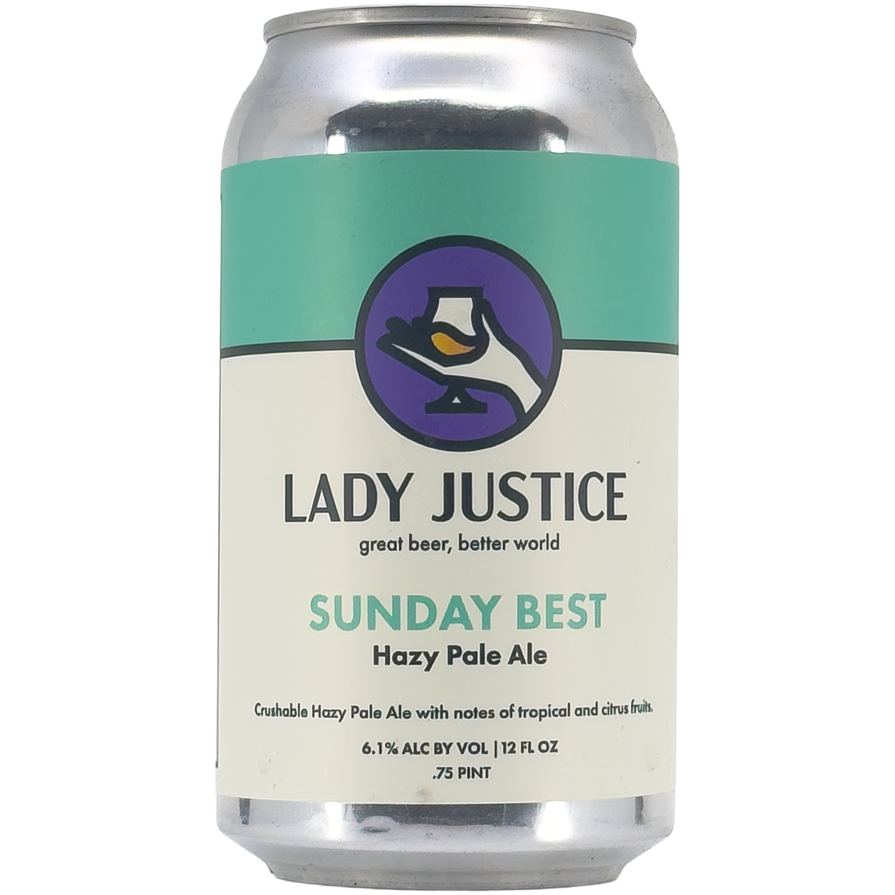 Lady Justice 'Sunday Best' Hazy Pale Ale Beer, Colorado