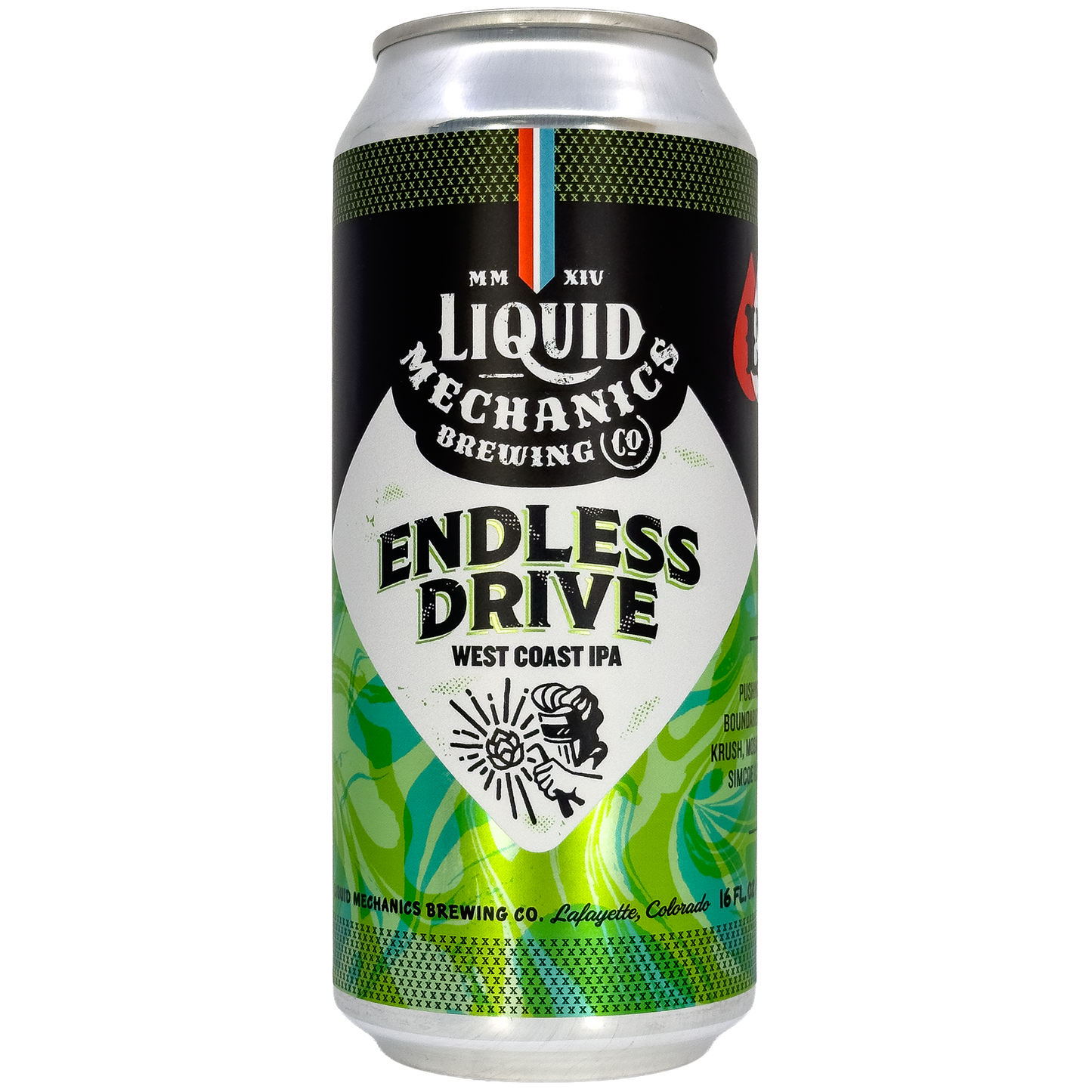 Liquid Mechanics Brewing Co. 'Endless Drive' West Coast IPA Beer, Colorado