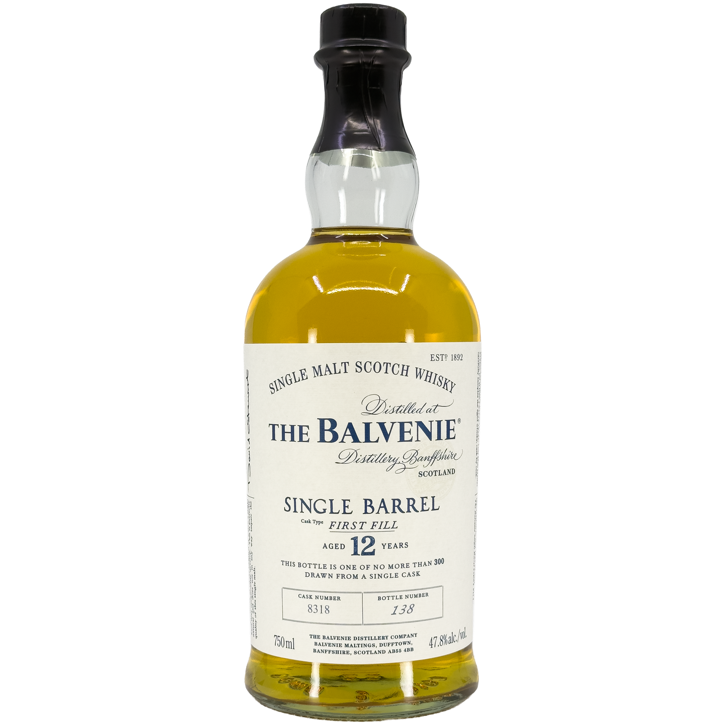 The Balvenie Single Barrel First Fill 12 Year Old Single Malt Scotch Whisky, Speyside, Scotland