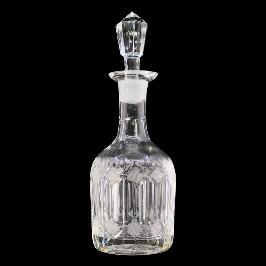 Vintage Crystal Hand-Etched Decanter with Stopper