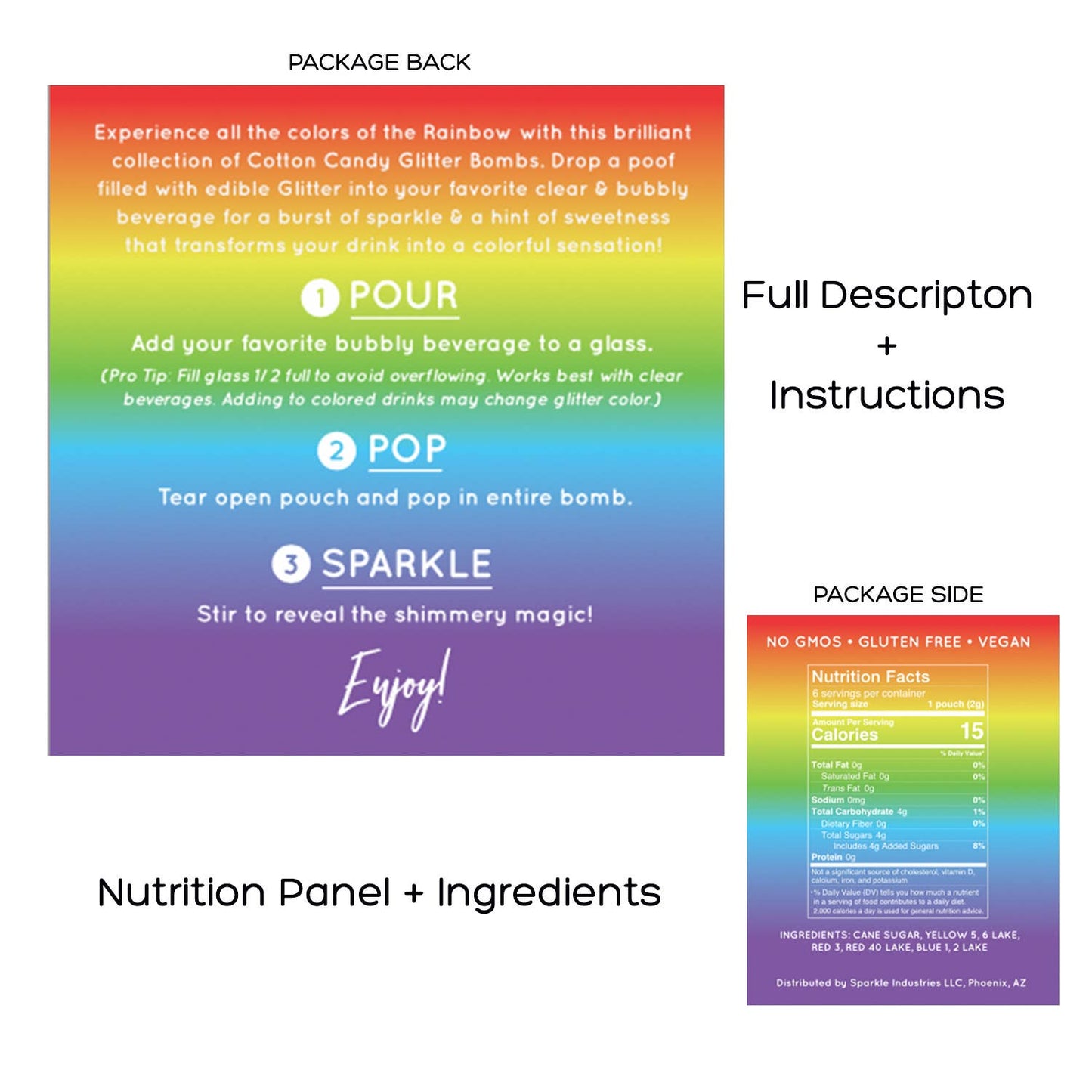 The Glitter Lab 'Rainbow' Drink Glitter Bombs