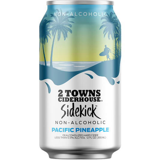 2 Towns Ciderhouse Sidekick Pacific Pineapple Non-Alcoholic Cider, Oregon