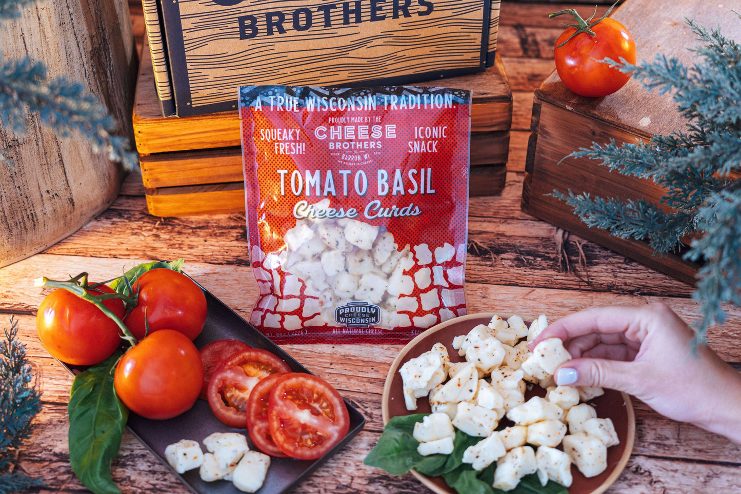 Cheese Brothers Tomato Basil Cheese Curds, Wisconsin