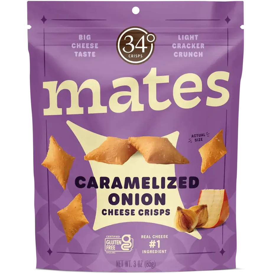 34 Degree 'Mates' Caramelized Onion Gluten Free Cheese Crisps, Colorado