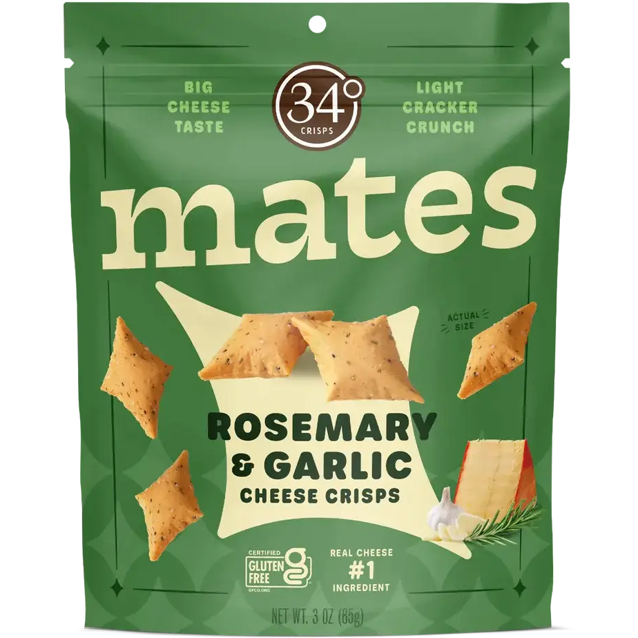34 Degree 'Mates' Rosemary Garlic Gluten Free Cheese Crisps, Colorado