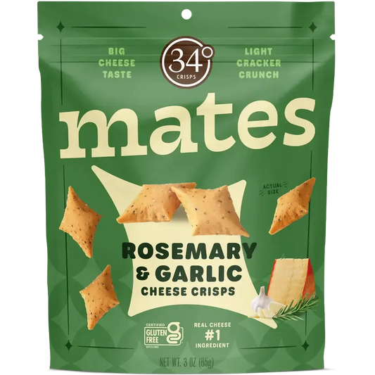 34 Degree 'Mates' Rosemary Garlic Gluten Free Cheese Crisps, Colorado