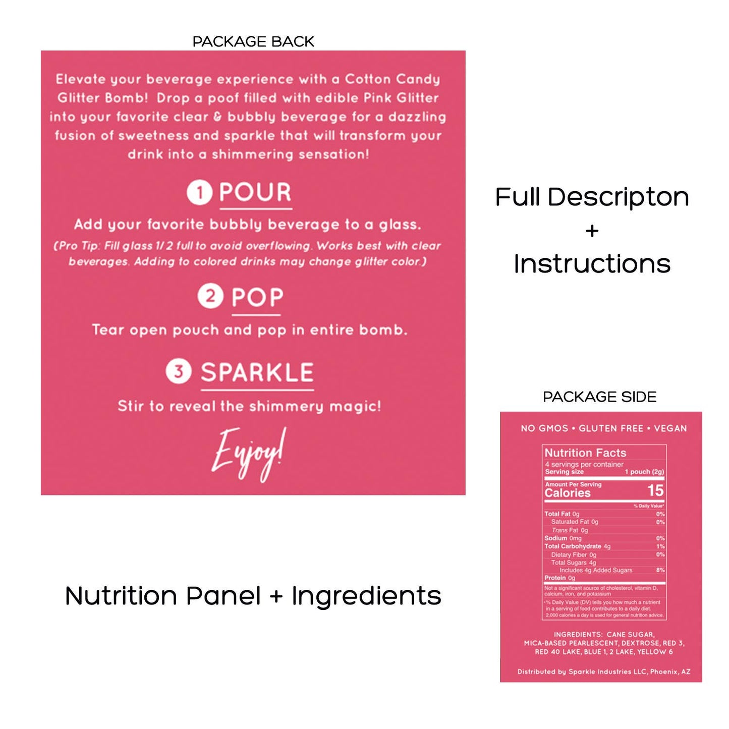 The Glitter Lab 'Pink' Drink Glitter Bombs