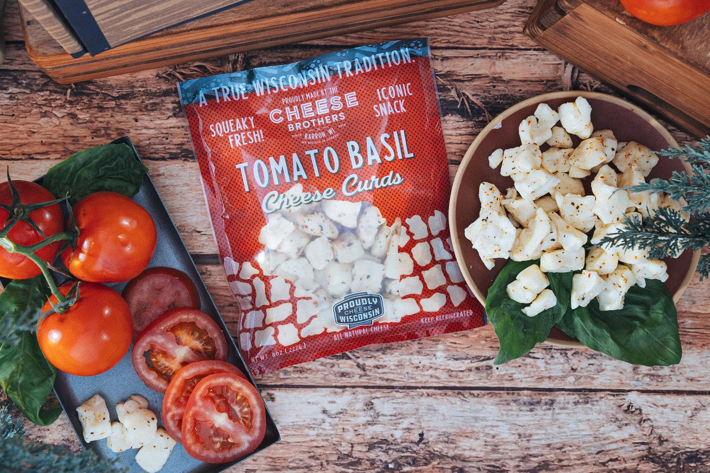 Cheese Brothers Tomato Basil Cheese Curds, Wisconsin