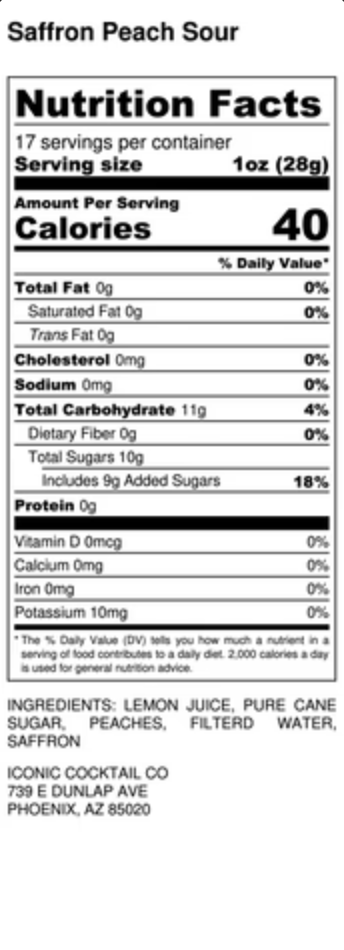 Iconic Cocktail Co. Saffron Peach Handcrafted Cocktail Mixer, Arizona