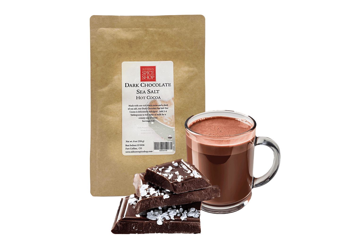 Old Town Spice Shop Dark Chocolate Sea Salt Hot Cocoa Hot Chocolate Mix, Colorado