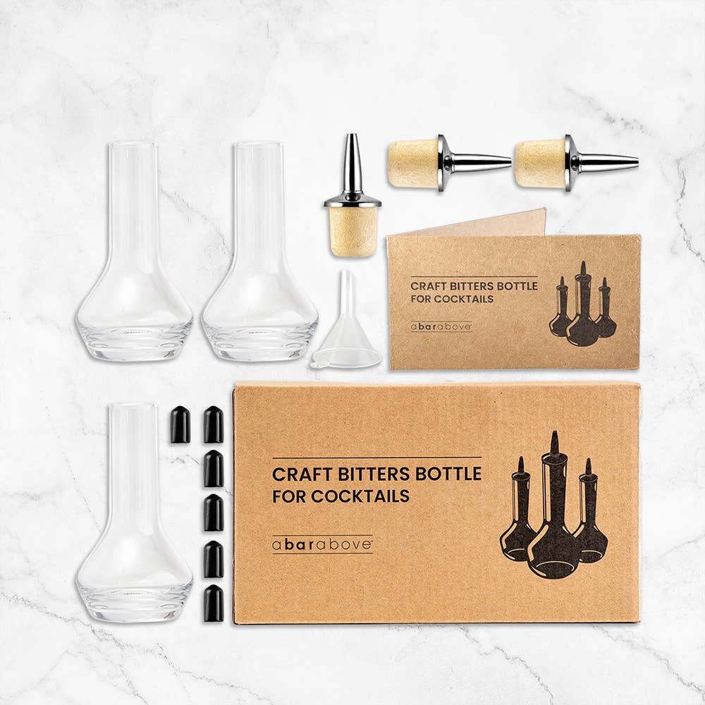 A Bar Above Glass Bitters Bottles