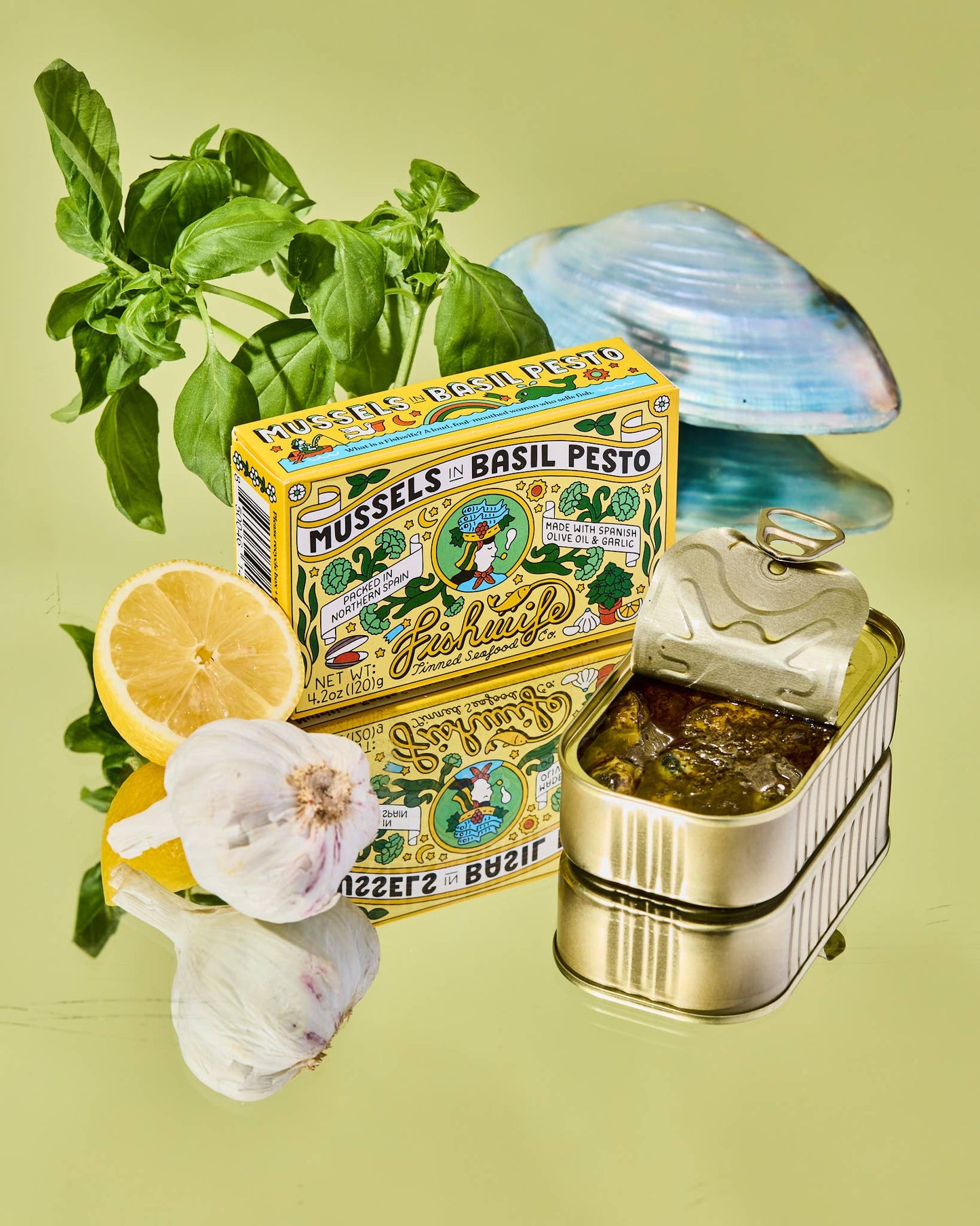 Fishwife Mussels in Basil Pesto, Spain
