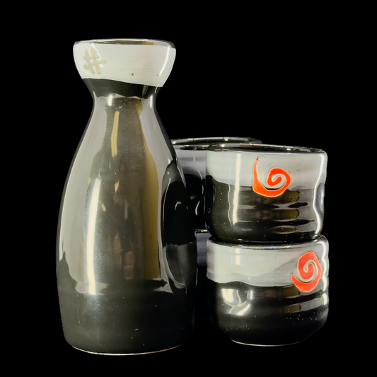 Black & Gray Ceramic Sake Set