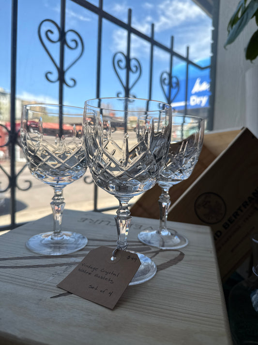 Vintage Crystal Wine Glass, Set of 3
