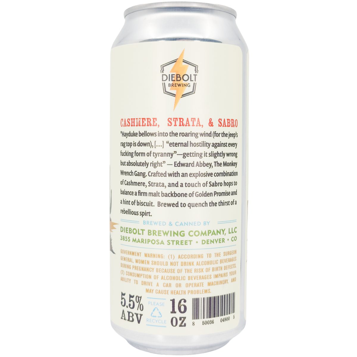 Diebolt Brewing 'Hayduke's Last Stand' Pale Ale Beer, Colorado