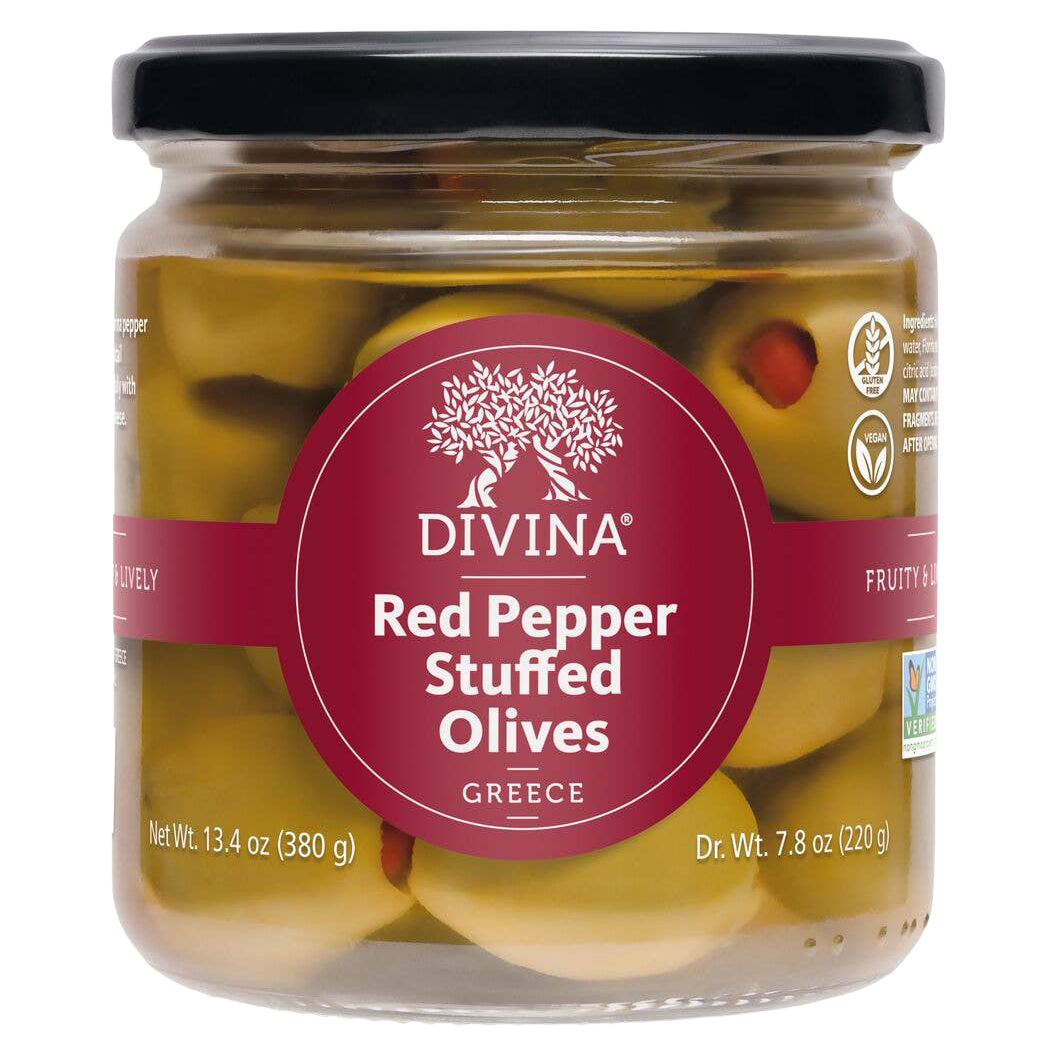 Divina Red Pepper Stuffed Olives