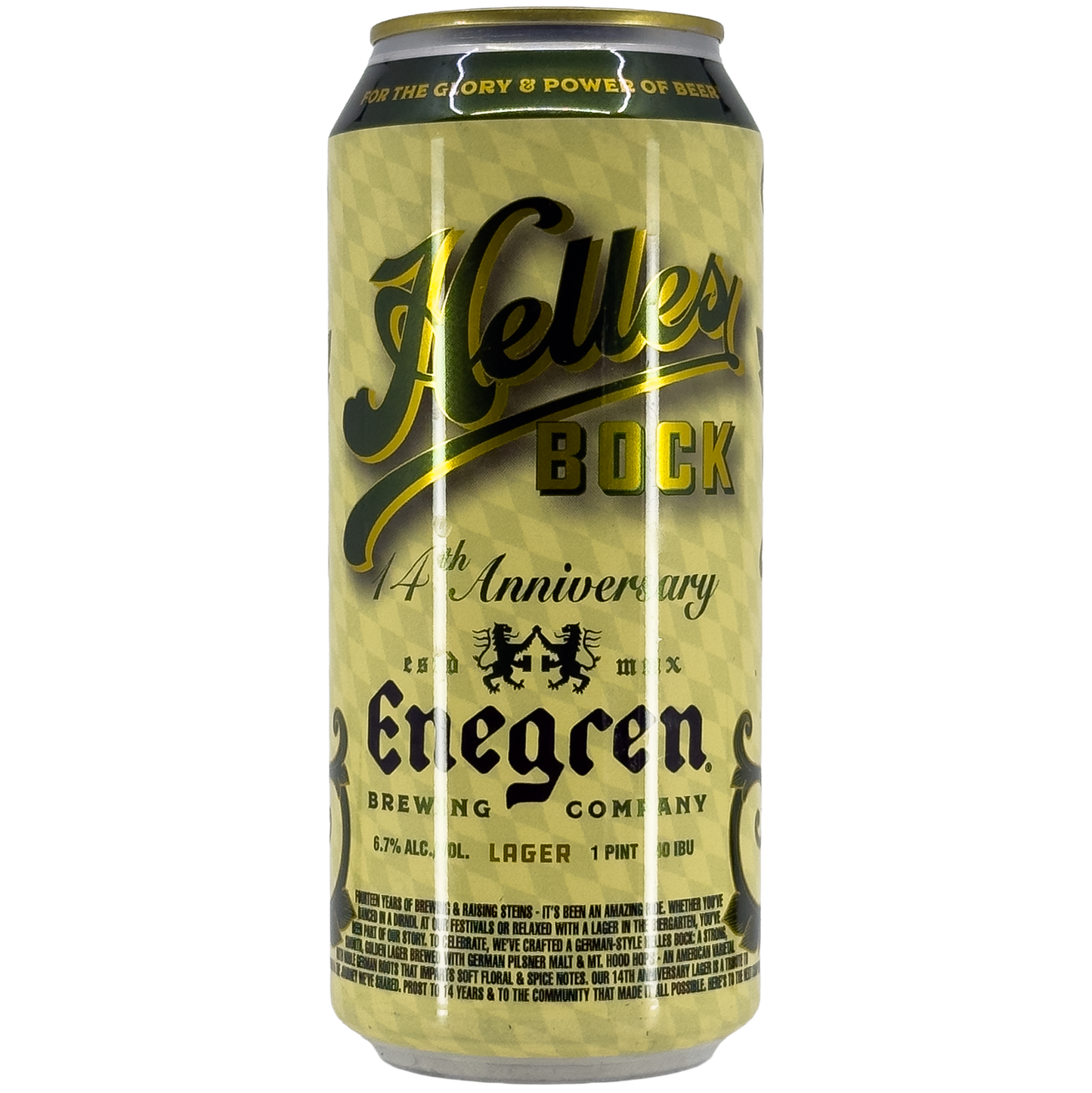 Enegren Brewing Co. 14th Anniversary Helles Bock Lager Beer, California