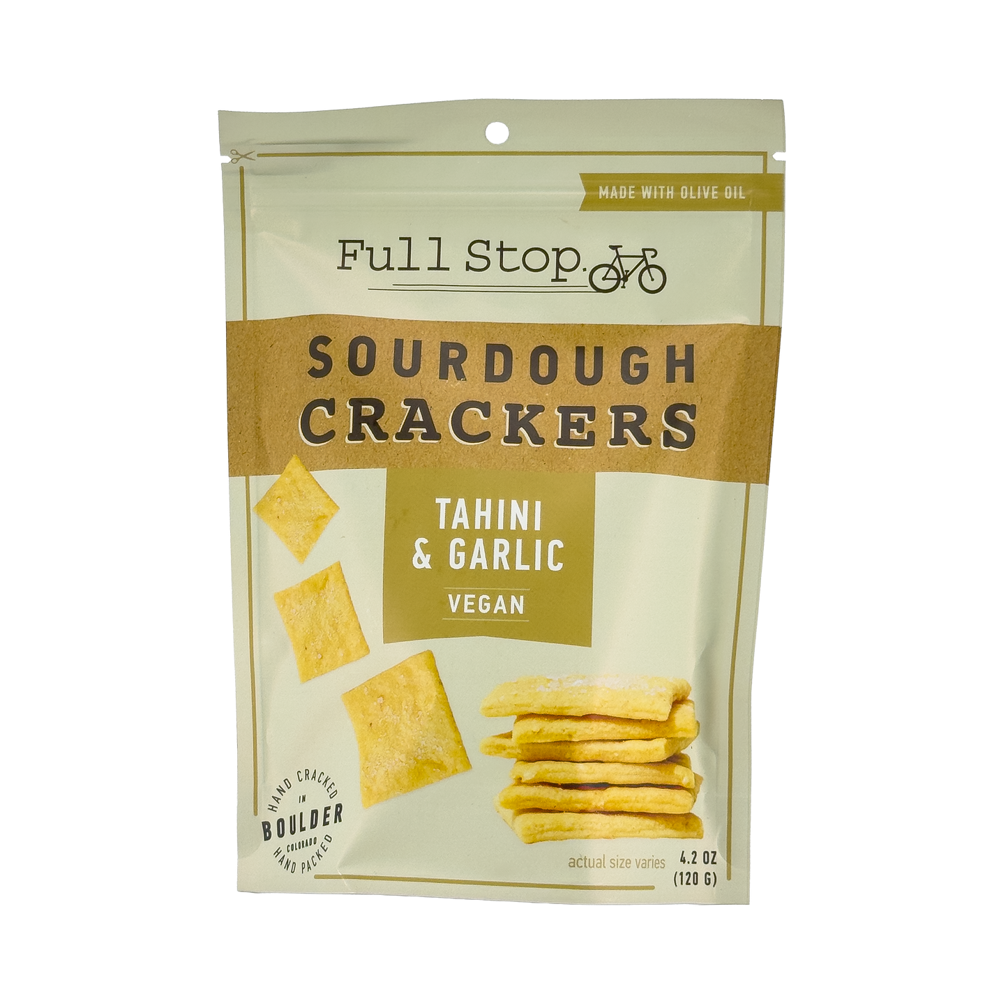Full Stop Bakery Tahini & Garlic Vegan Sourdough Crackers, Colorado