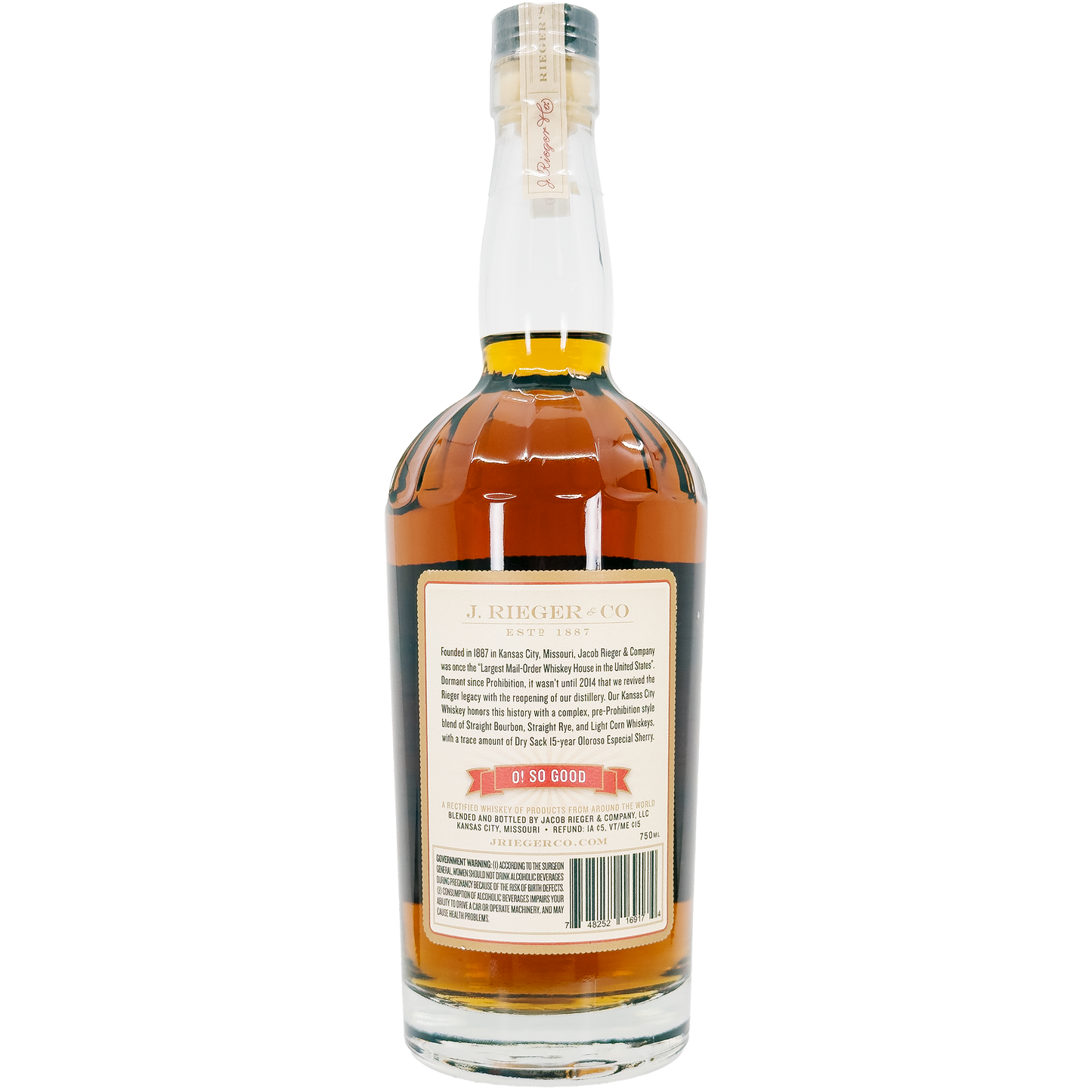 J. Rieger & Co. 'Rieger's' Kansas City Whiskey, Missouri
