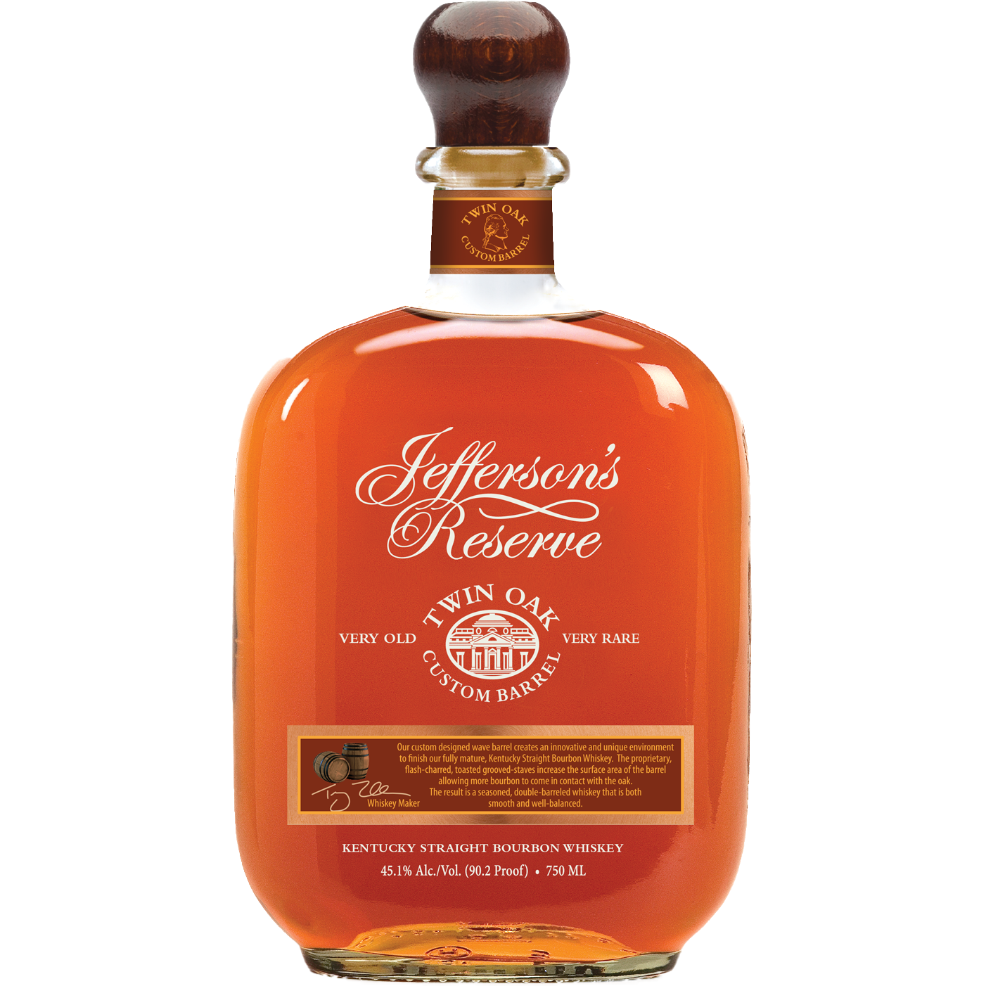 Jefferson's Reserve 'Twin Oak Custom Barrel' Kentucky Straight Bourbon Whiskey, USA