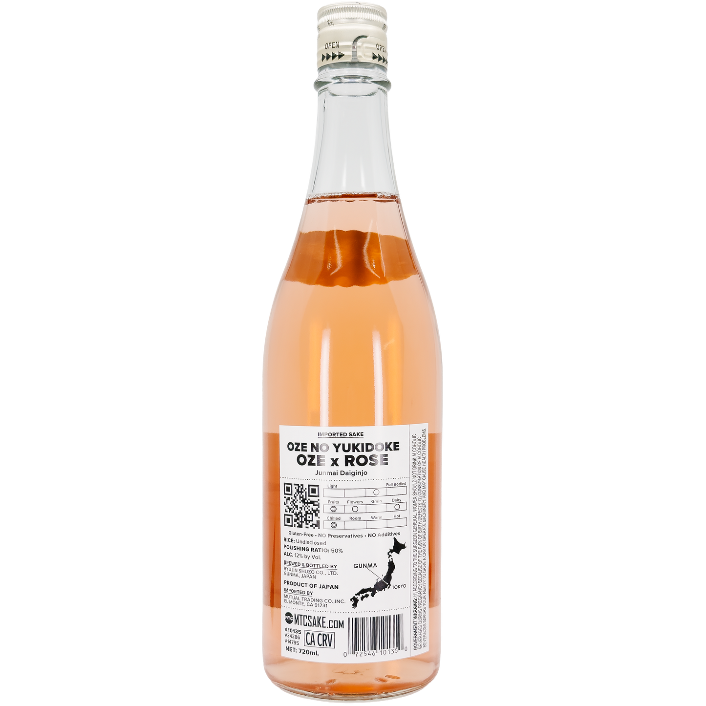 Ryujin - Dragon God 'Oze x Rose' Junmai Daiginjo Sake, Japan