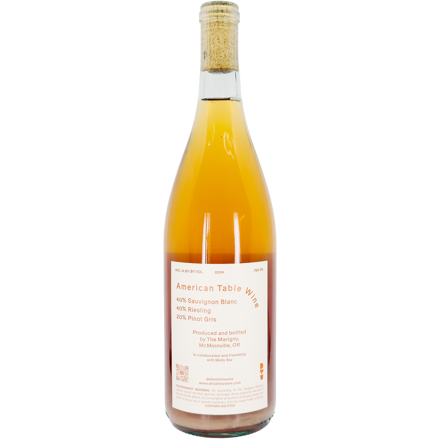 The Marigny 'Drink This Wine' A Gluggable Skin Contact-y White Orange, Oregon