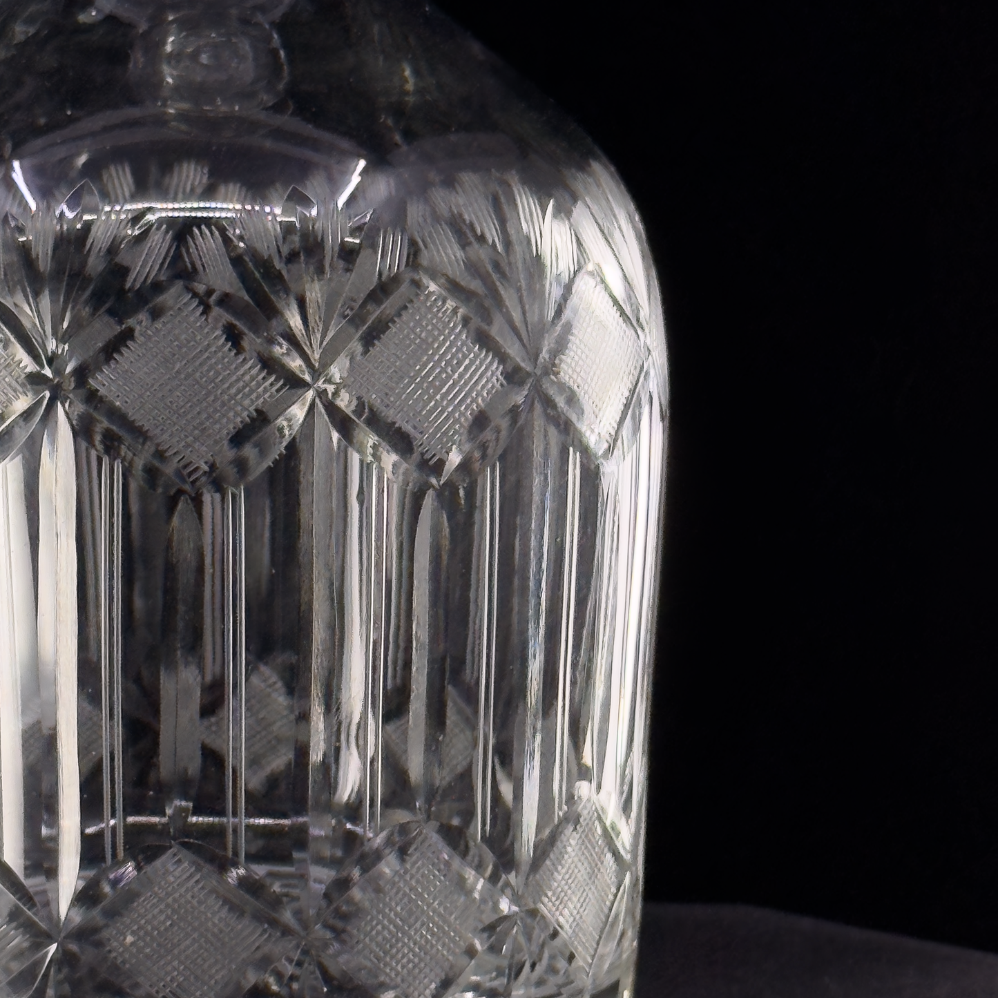 Vintage Crystal Hand-Etched Decanter with Stopper