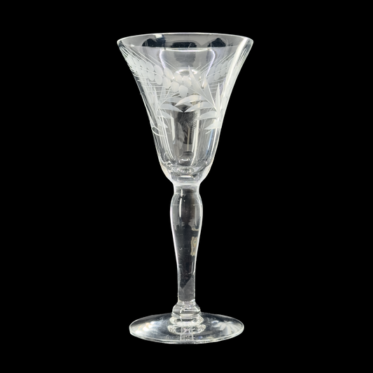 Vintage Wheat Etched Cordial Glass