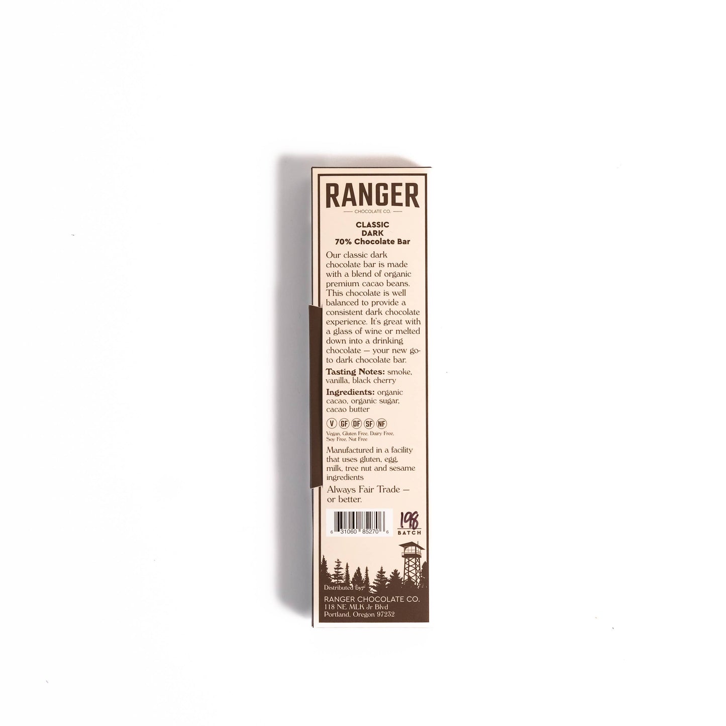Ranger Chocolate Co. Classic 70% Cacao Dark Chocolate Bar, Oregon