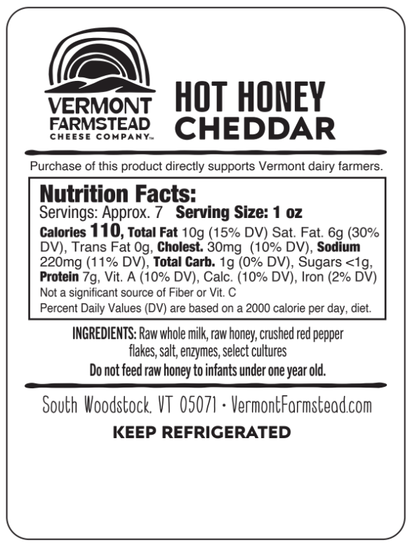 Vermont Farmstead Cheese Co. - NEW! Hot Honey Cheddar