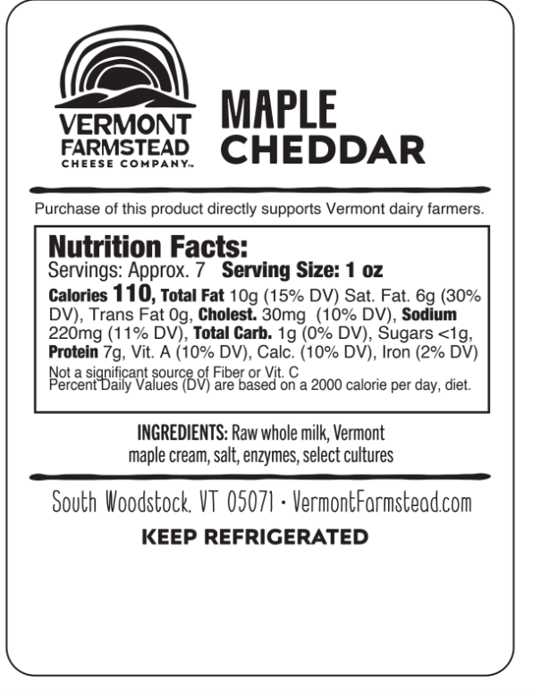 Vermont Farmstead Cheese Co. Maple Cheddar Cheese, Vermont