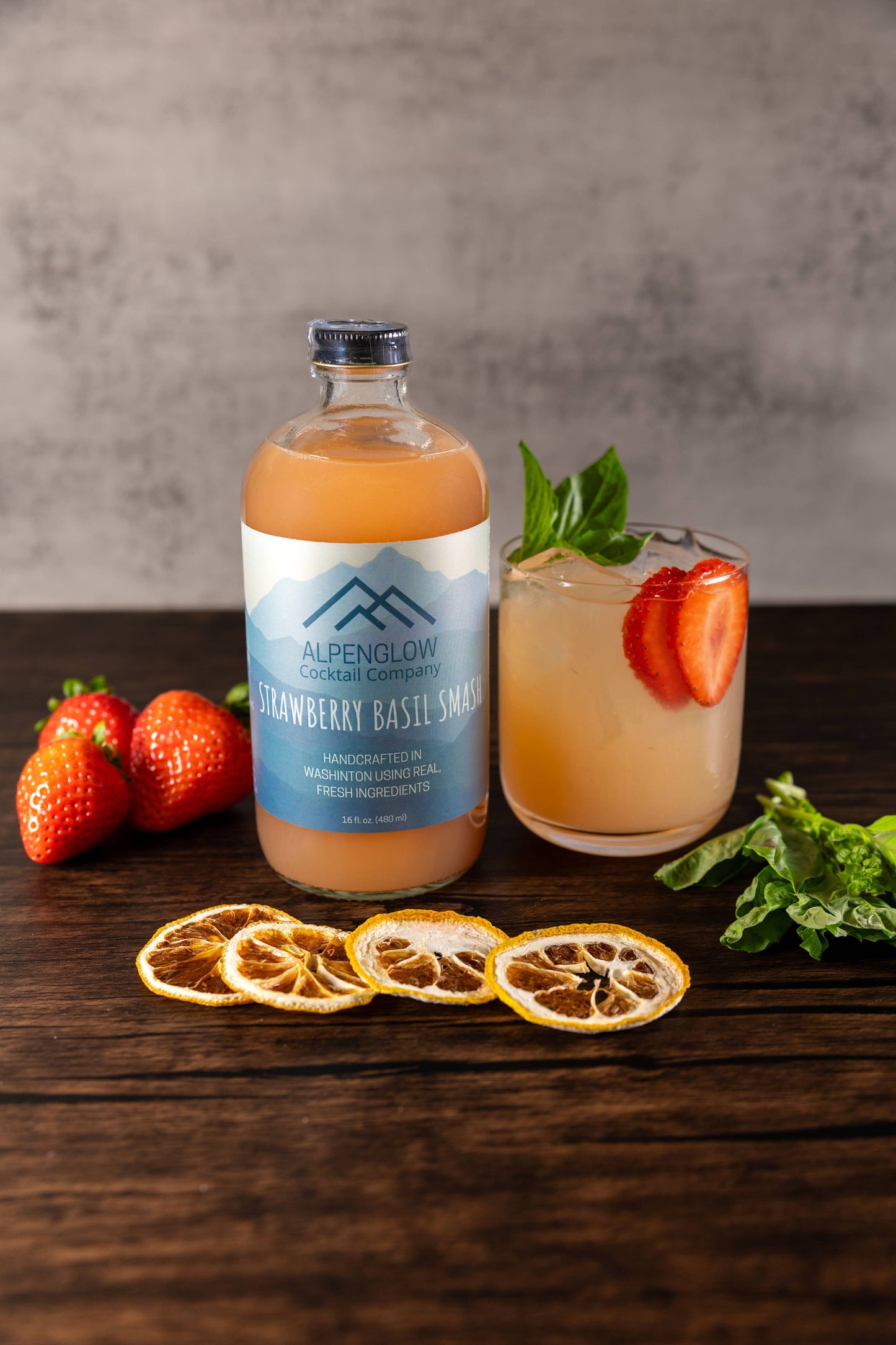 Alpenglow Cocktail Company Strawberry Basil Smash Syrup, Washington