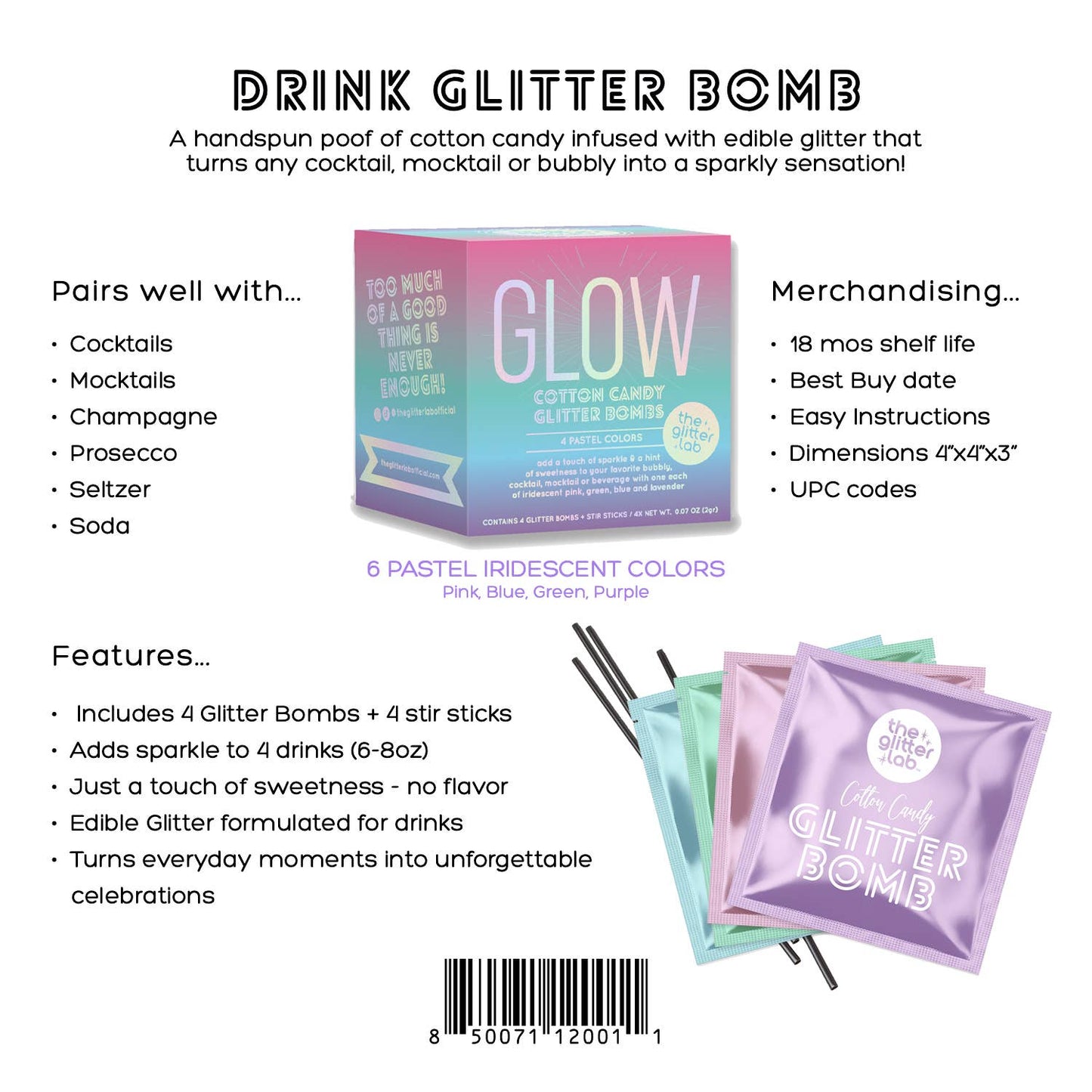 The Glitter Lab 'GLOW' Drink Glitter Bombs