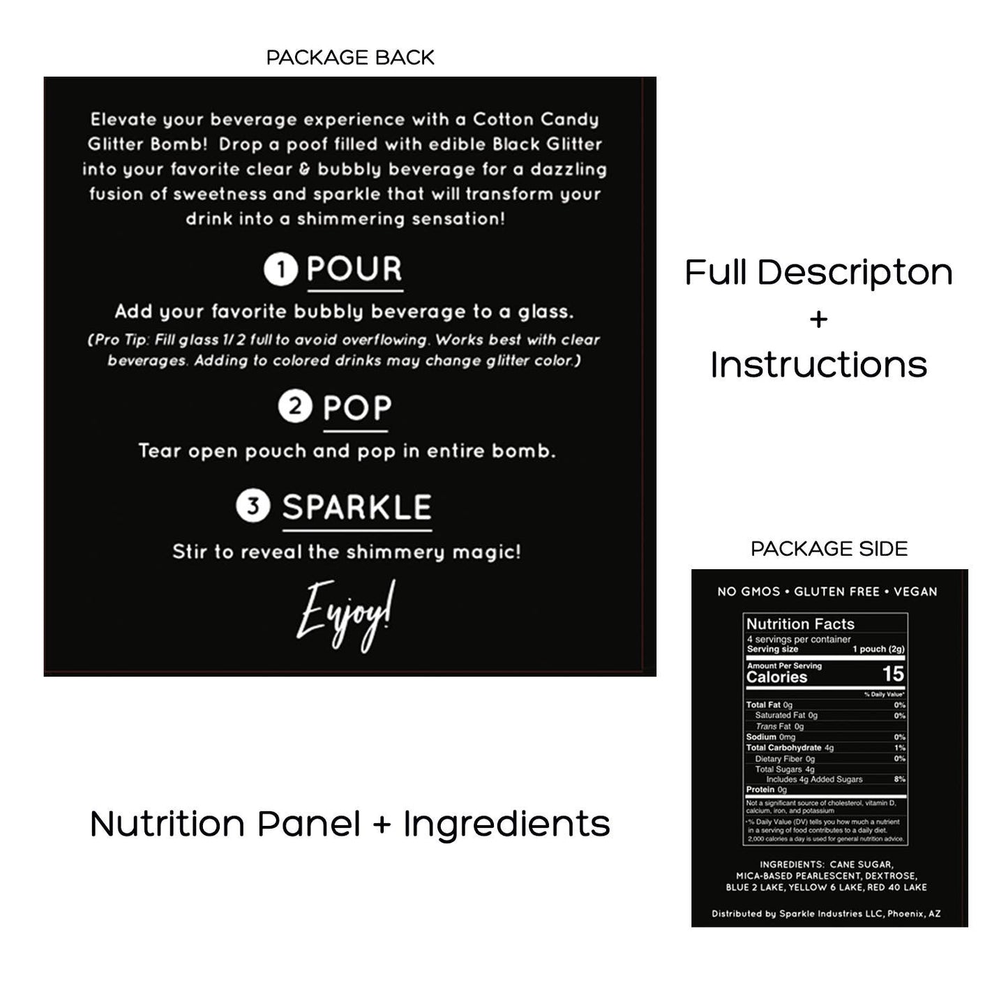 The Glitter Lab 'Black' Drink Glitter Bombs